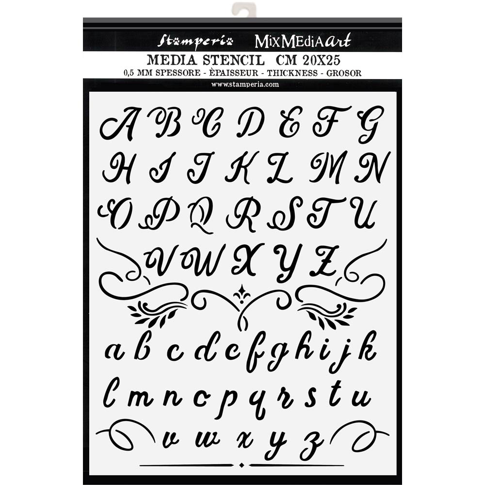 Трафарет Alphabet к коллекции Calligraphy от Stamperia, 20x25 см, KSTD060