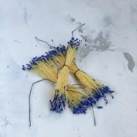 Тычинки матовые 1 мм, синие на желтой нити 100шт, индивидуальная разработка Pastel Flowers