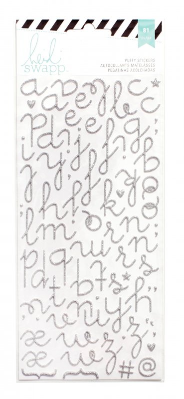 Паффи стикеры-алфавит Silver, 81 шт, от Heidi Swapp