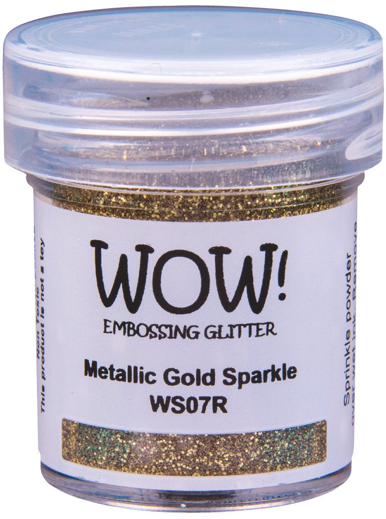 Пудра для эмбоссинга с глиттером "Embossing Glitters Metallic Gold Sparkle - Regular" от WOW!, сверкающее золото металлик, размер обычный