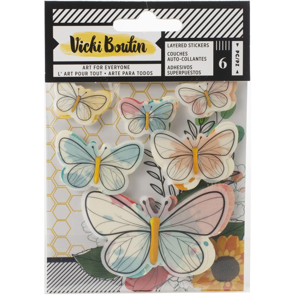 Многослойные бабочки из веллума с фольгированием Vicki Boutin Wildflower & Honey Layered Stickers
