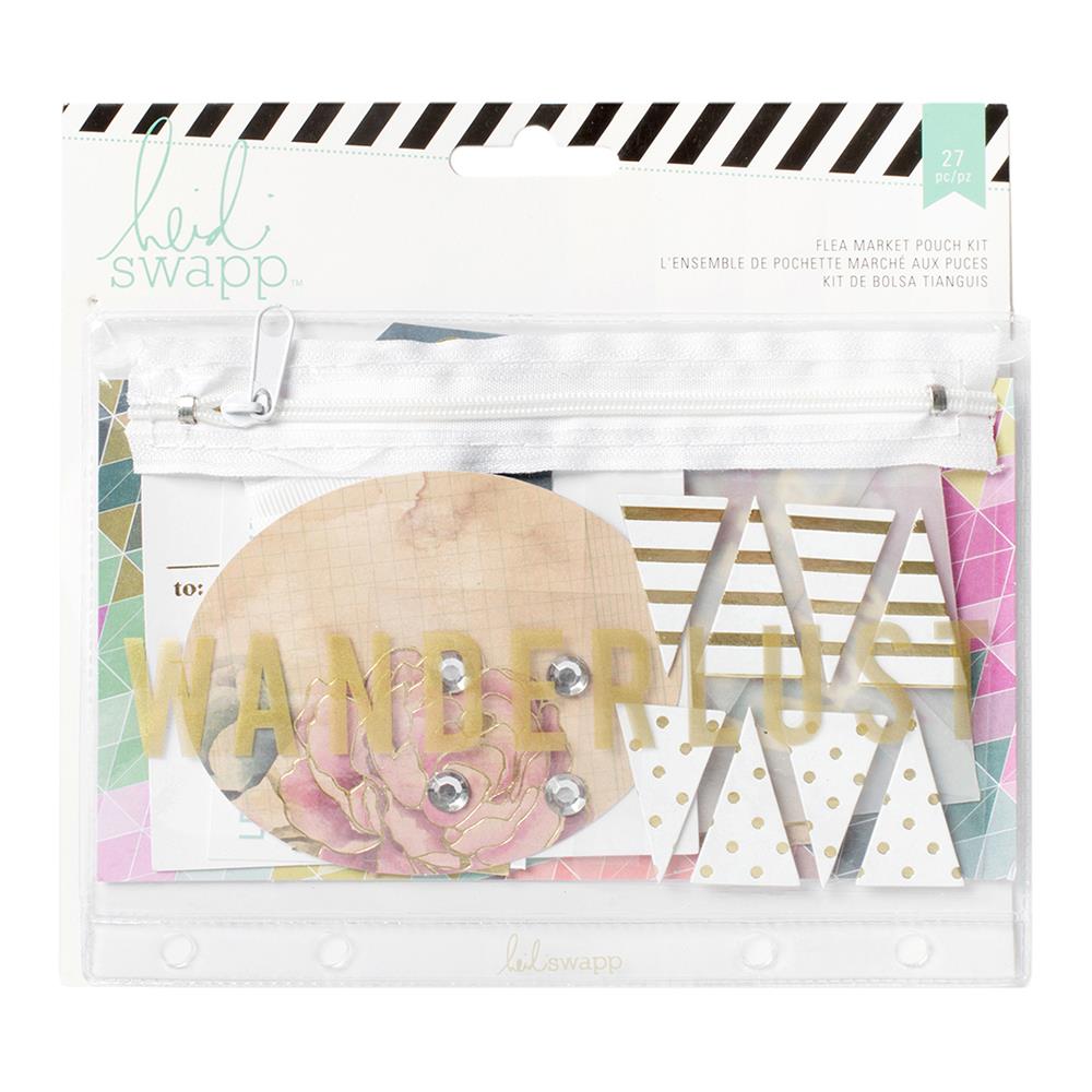 Прозрачная сумочка для планера с декором внутри Heidi Swapp Memory Planner Binder Flea Market Zippered Pouch