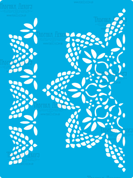 Трафарет многоразовый 15x20см Вязанная салфетка с цветами #355, от Fabrika Decoru