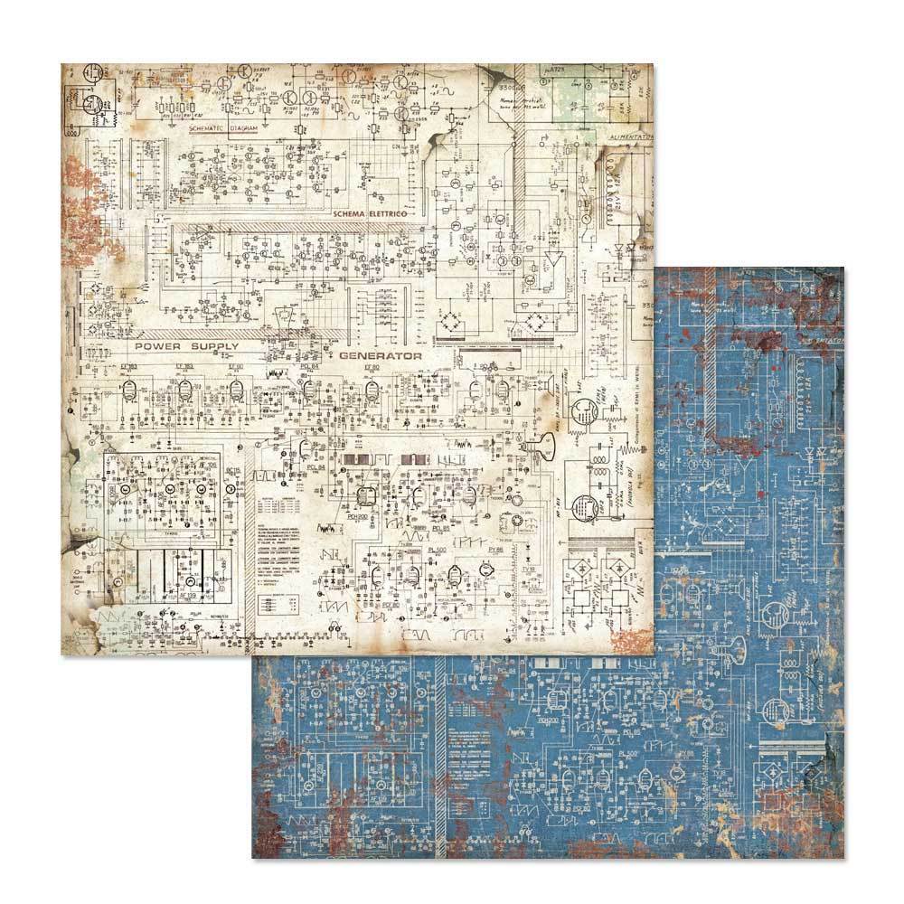 Лист двусторонней бумаги к коллекции Mechanical Fantasy, 30,5х30,5 см, от Stamperia, SBB610