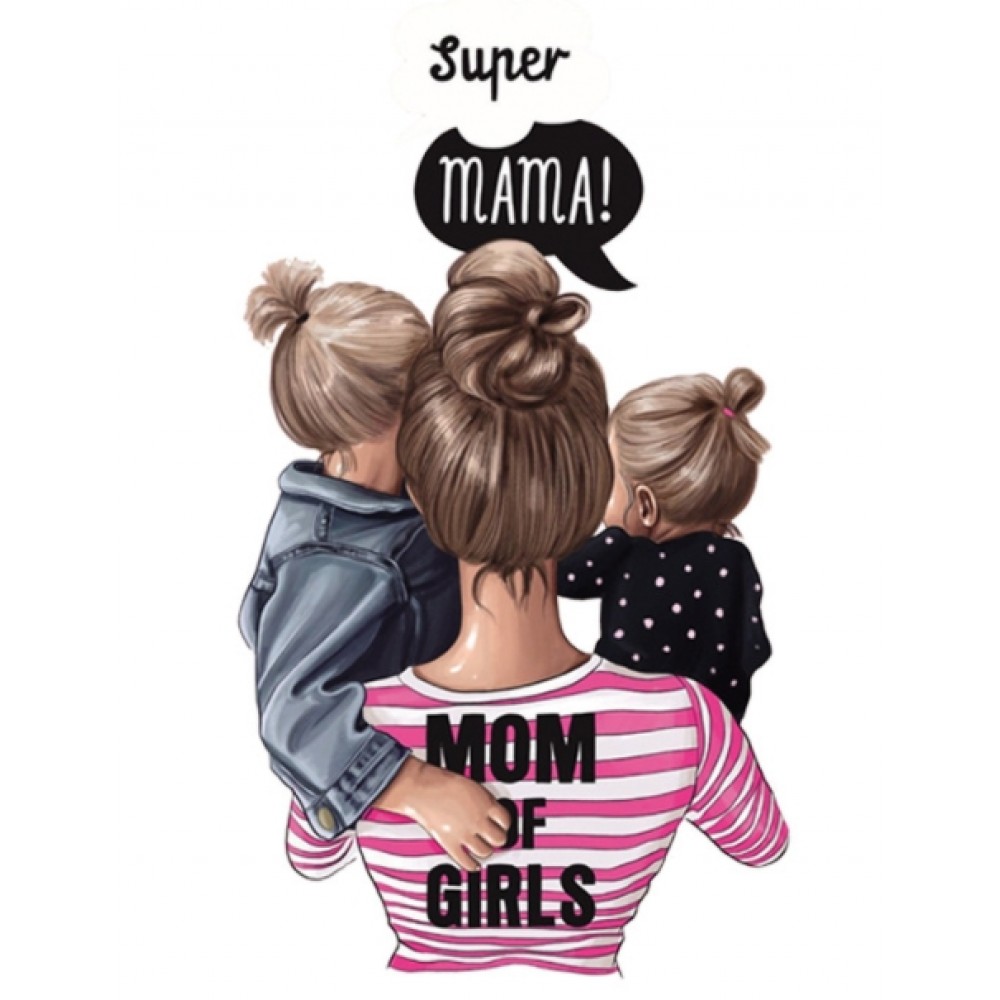 Термокартинка "Super mama - Mom of girls"
