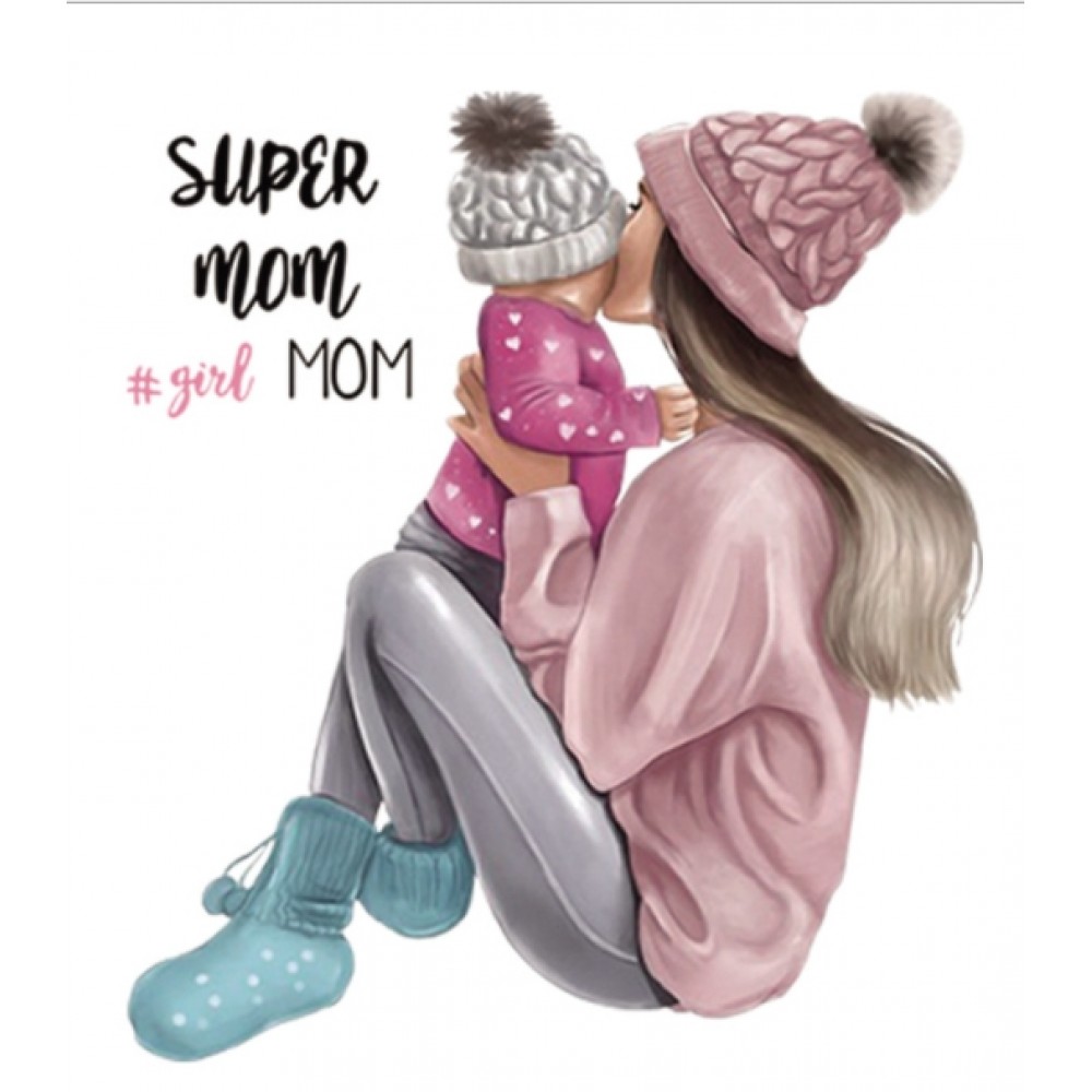 Термокартинка "Super mom #girl mom"