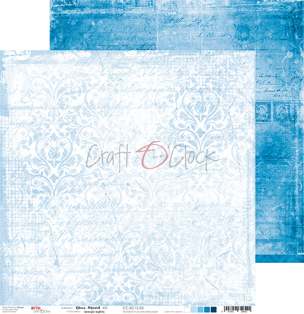 Лист двусторонней бумаги BLUE MOOD-03, 30х30 см, 190 г/м2, Craft O'Clock