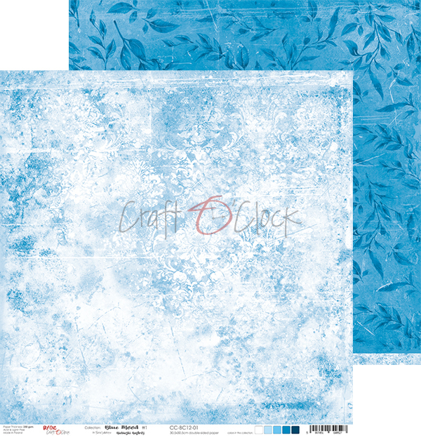 Лист двусторонней бумаги BLUE MOOD-01, 30х30 см, 190 г/м2, Craft O'Clock