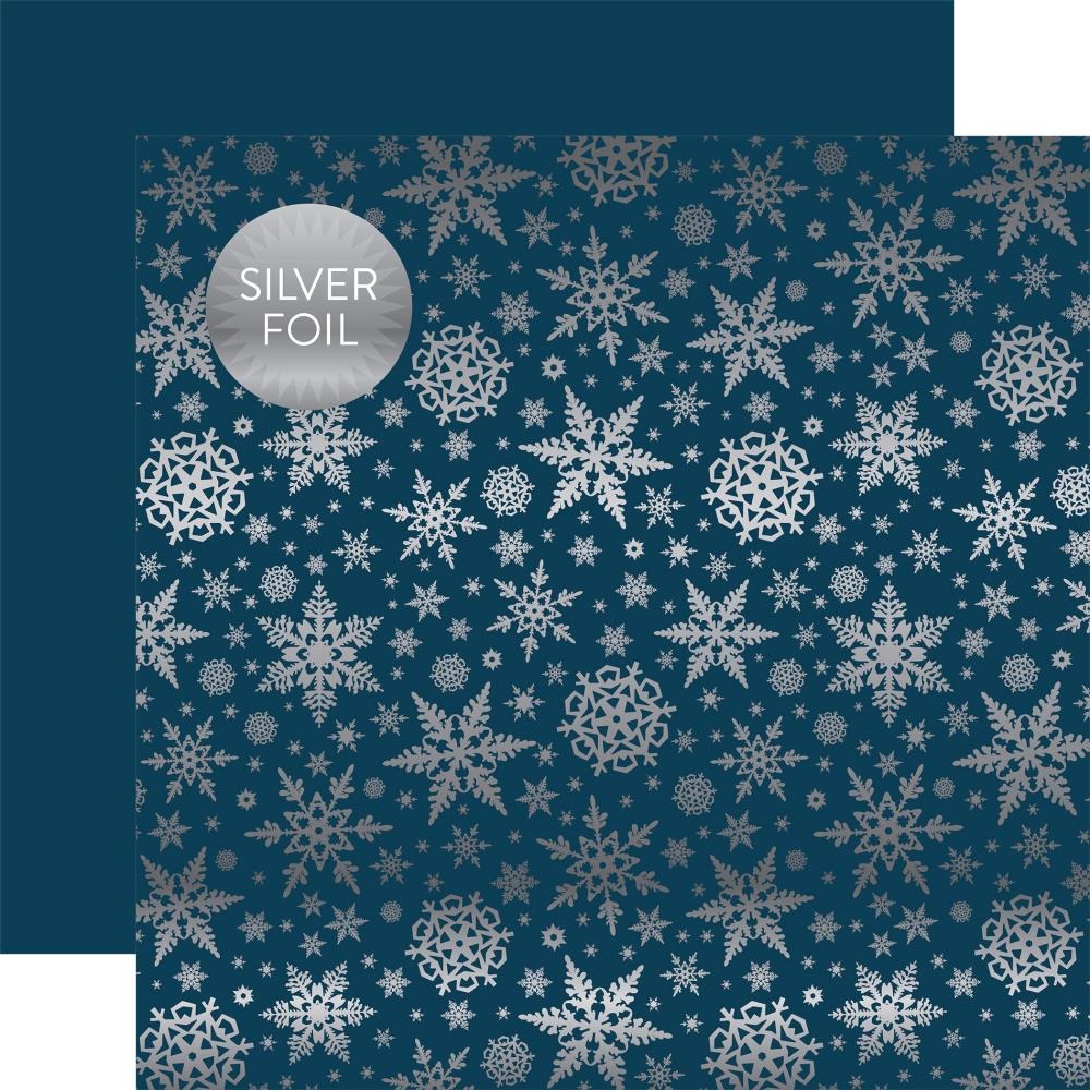 Кардсток с серебряным фольгированием Navy Winter Wonderland от  Carta Bella, 30,5х30,5 см