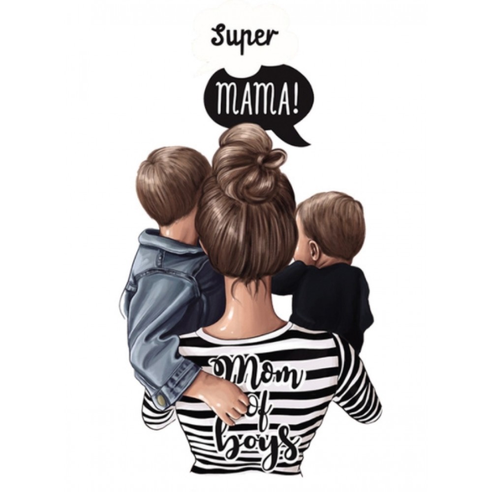 Термокартинка "Super mama - Mom of boys"