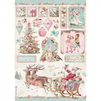 Рисовая бумага А4 "Pink Christmas deer" от Stamperia, DFSA4628