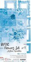 1/3 Набора бумаги с элементами для вырезания BASIC FLOWERS - SET 09 BLUE 15,5x30,5cm, 250 гр./кв.м, 6 л, от Craft O'Clock