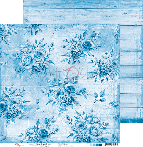 Лист двусторонней бумаги BLUE MOOD-05, 30х30 см, 190 г/м2, Craft O'Clock