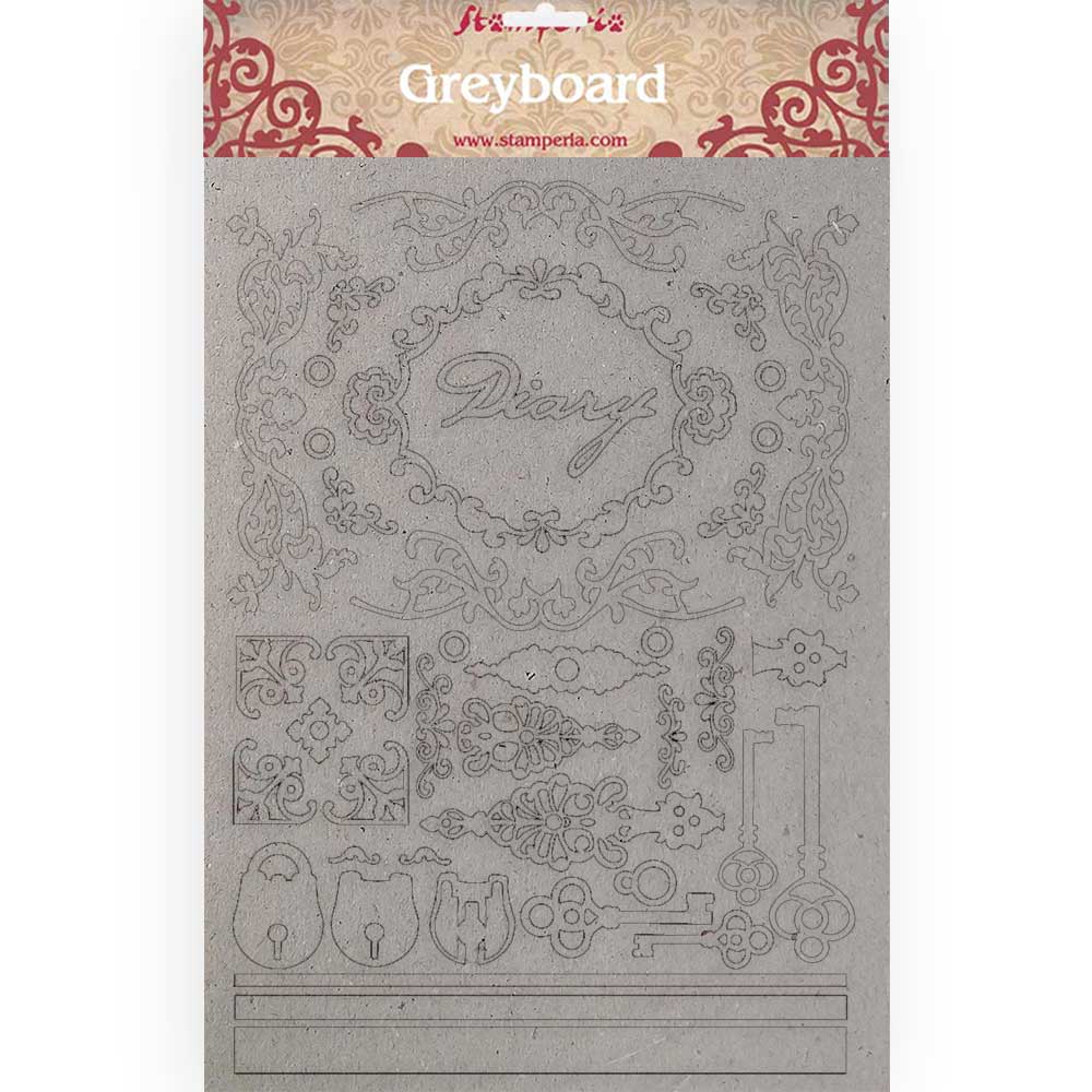 Чипборд Diary из переплетного картона А4 к коллекции Princess от Stamperia, KLSPDA411