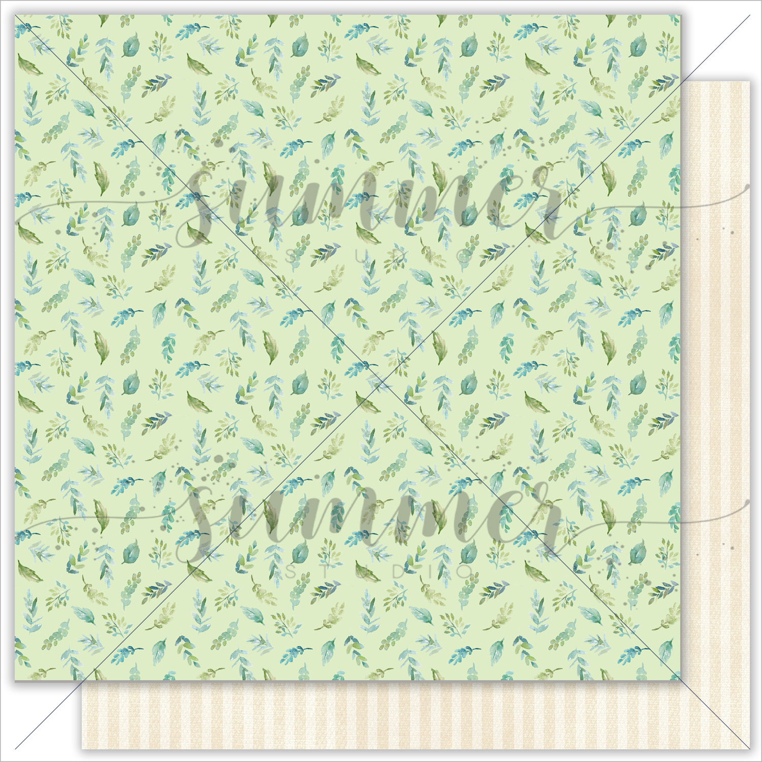 Лист двусторонней бумаги "Green dream" 30,5х30,5 см (190 г/м), от Summer Studio