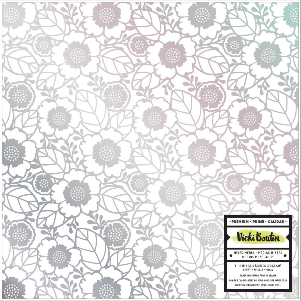 Лист веллума с голографическим фольгированием Vicki Boutin Color Kaleidoscope Vellum Flowers, 30,5 х 30,5