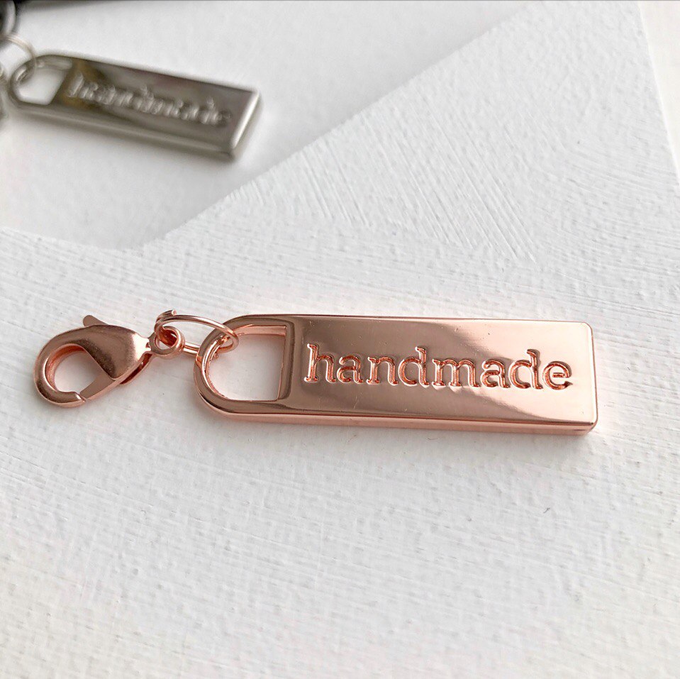 Металлический лейбл "Handmade" розовое золото