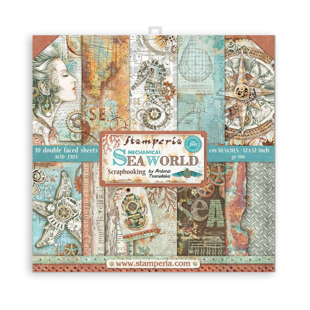 Набор двусторонней бумаги Sea World от Stamperia, 10 листов 30,5x30,5, SBBL64