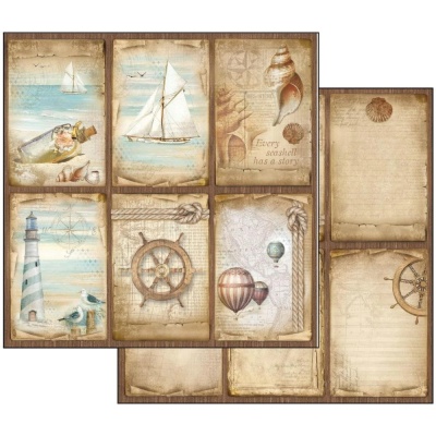 Бронь! Товар в пути! Набор двусторонней бумаги "Sea Land" от Stamperia, 10 листов 30,5x30,5, SBBL37
