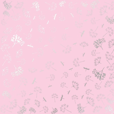 Лист односторонней бумаги с фольгированием Silver Dill Pink от Фабрика Декору, 30,5 х 30,5 см