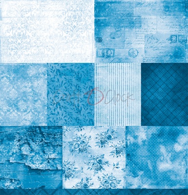Набор двусторонней бумаги BLUE MOOD 30,5x30,5cm, 250 гр/кв.м, 6 л.+ бонус, от Craft O'Clock