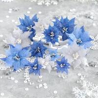 Набор цветов из кальки "Пуансеттии" синий микс, 13 шт,  от Ваниной Оксаны