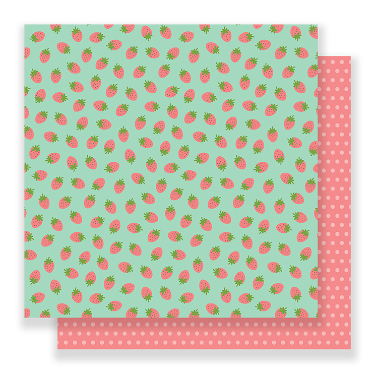 Лист двусторонней бумаги Strawberry Fields из коллекции Spring Fling от Pebbles, 30,5 х 30,5