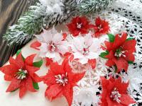 Набор цветов из кальки "Пуансеттии" Красно-белый микс, 13 шт,  от Ваниной Оксаны
