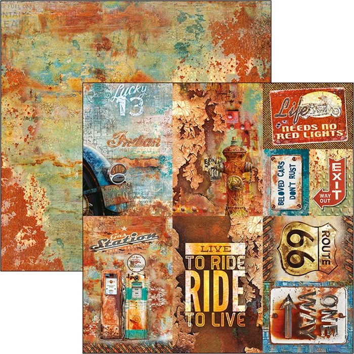 Лист двусторонней бумаги Rusted Cards Коллекция "Collateral Rust", 30х30 см от Ciao Bella
