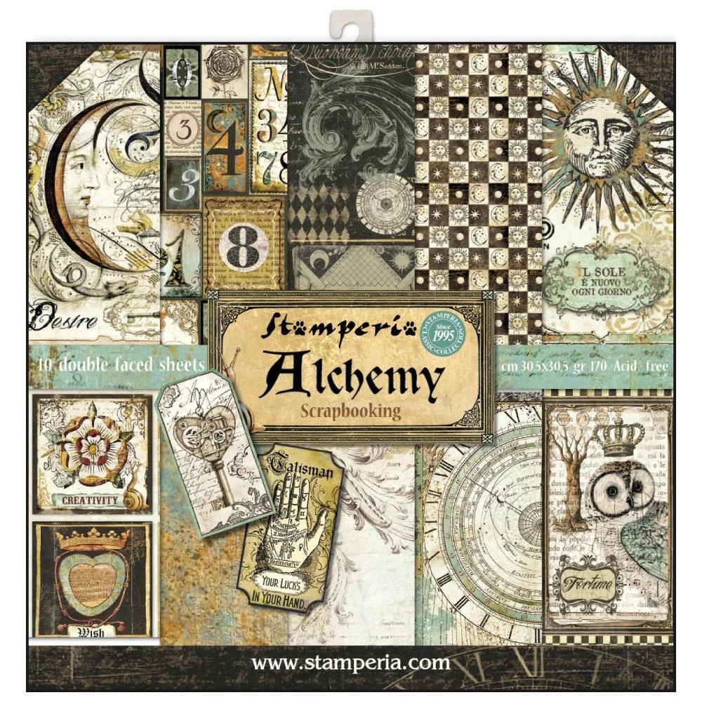 Набор двусторонней бумаги "Alchemy" от Stamperia, 10 листов 30,5x30,5