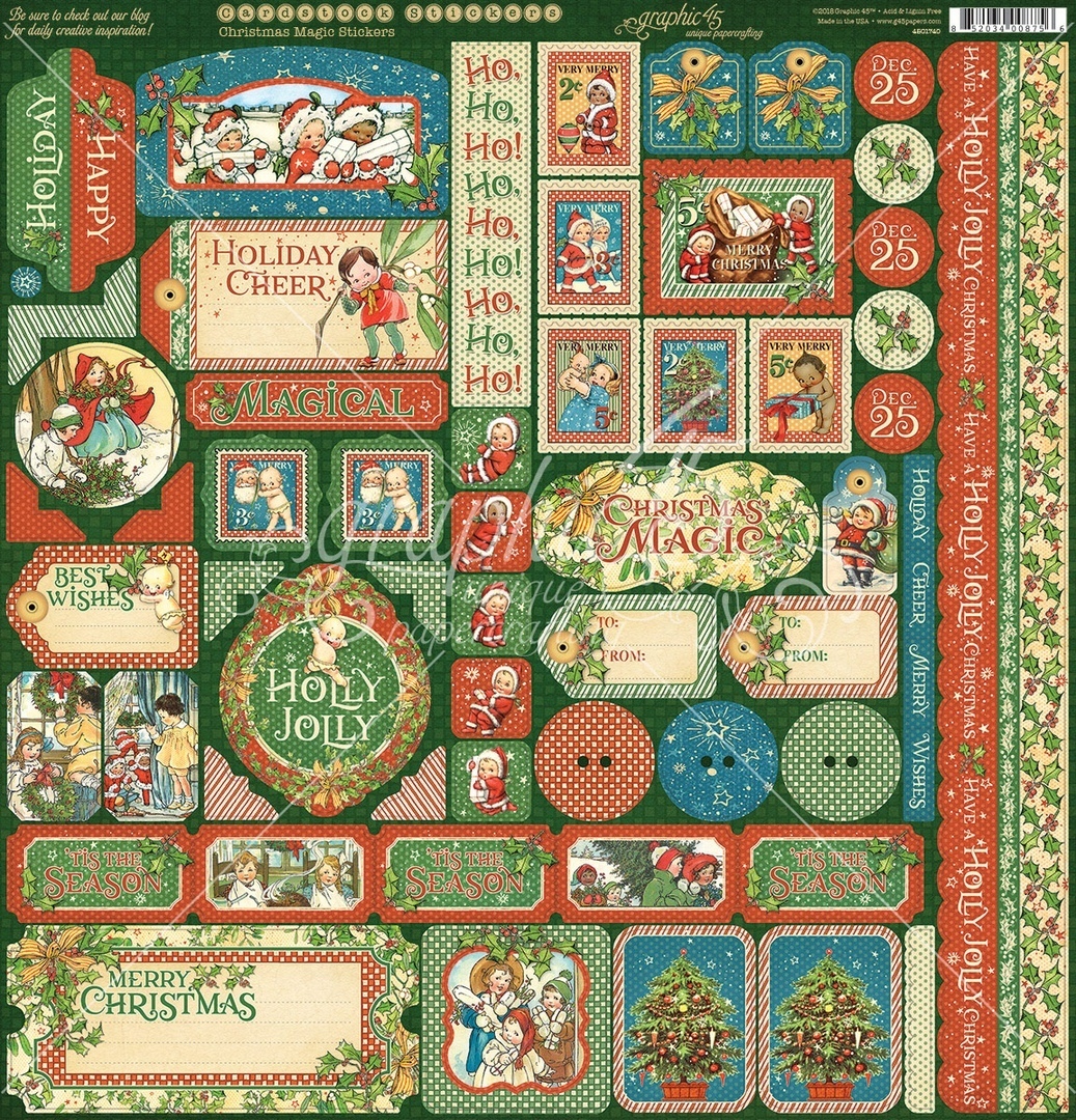 Набор наклеек из коллекции "Christmas Magic" 30,5*30,5 см, от Graphic 45