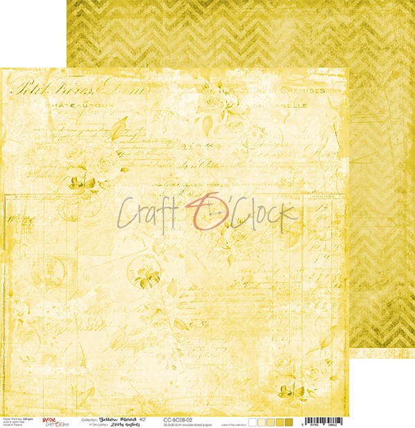 Лист двухсторонней бумаги YELLOW MOOD - 02, 30,5x30,5cm, 250 гр./кв.м., от Craft O'Clock