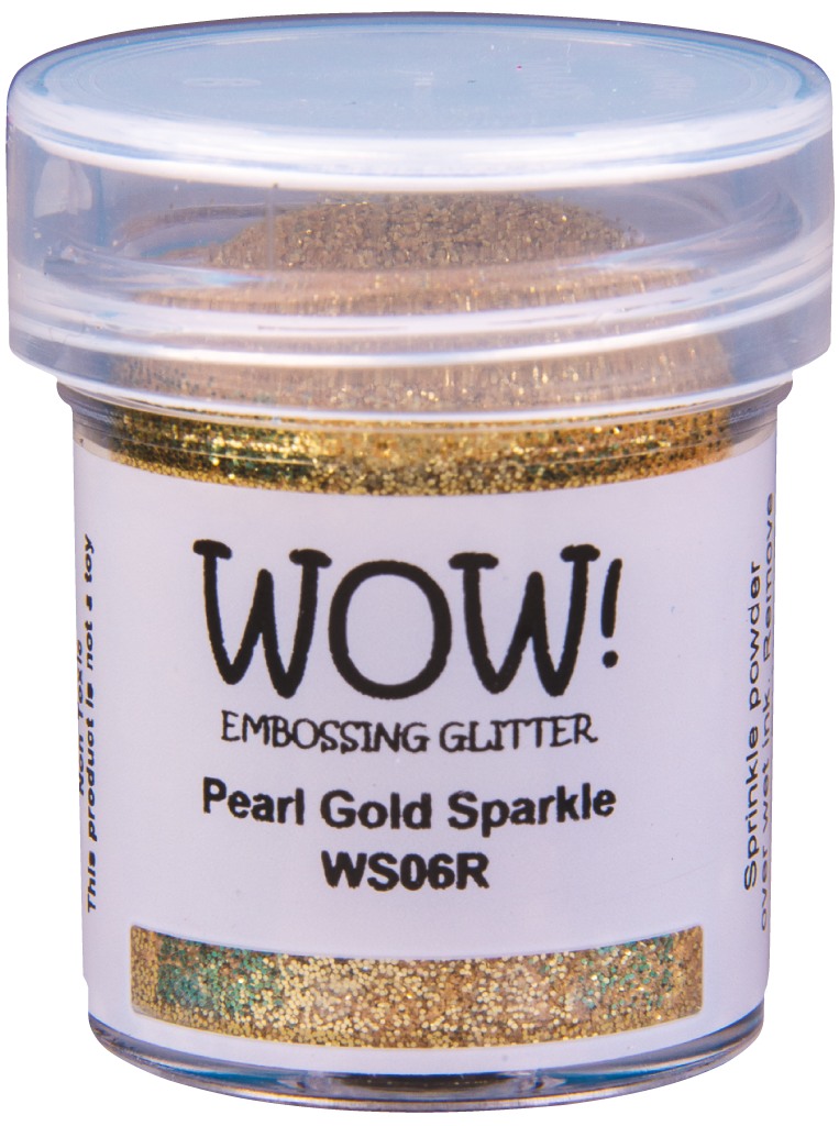 Пудра для эмбоссинга с глиттером "Embossing Glitters Pearl Gold Sparkle - Regular" от WOW!, перламутровое сверкающее золото, размер обычный