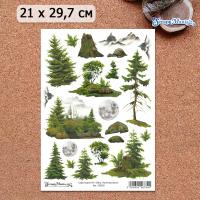 Скрап-карта А4 Тайга. Растительность, от ScrapMania