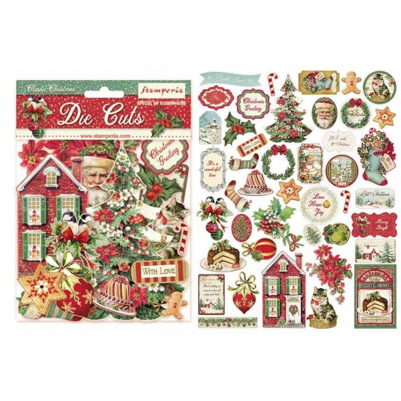Набор высечек из чипборда к коллекции "Christmas Vintage" от Stamperia