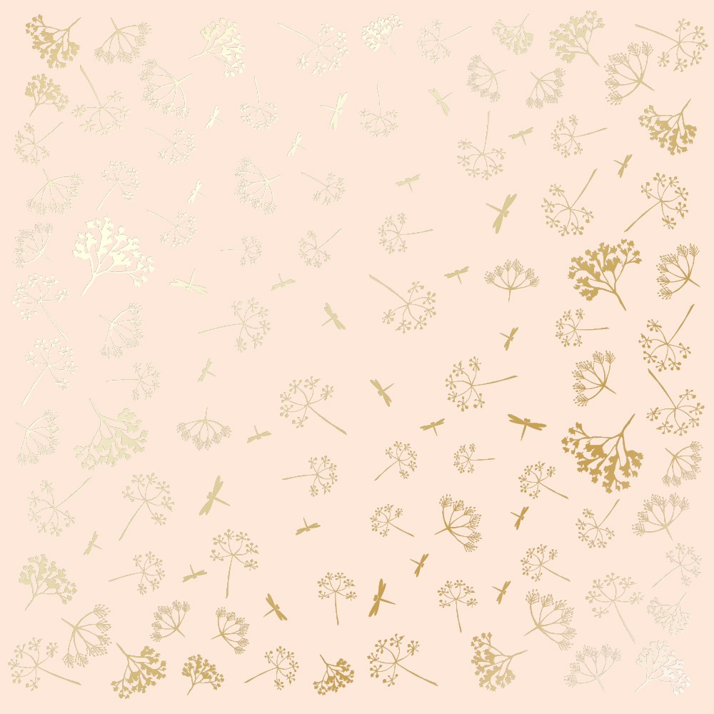 Лист односторонней бумаги с фольгированием Golden Dill Beige от Фабрика Декору, 30,5 х 30,5 см
