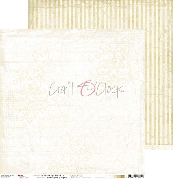 Лист двусторонней бумгаи WHITE-BEIGE MOOD - 02, 30,5x30,5cm, 250 гр/кв.м, от Craft O'Clock