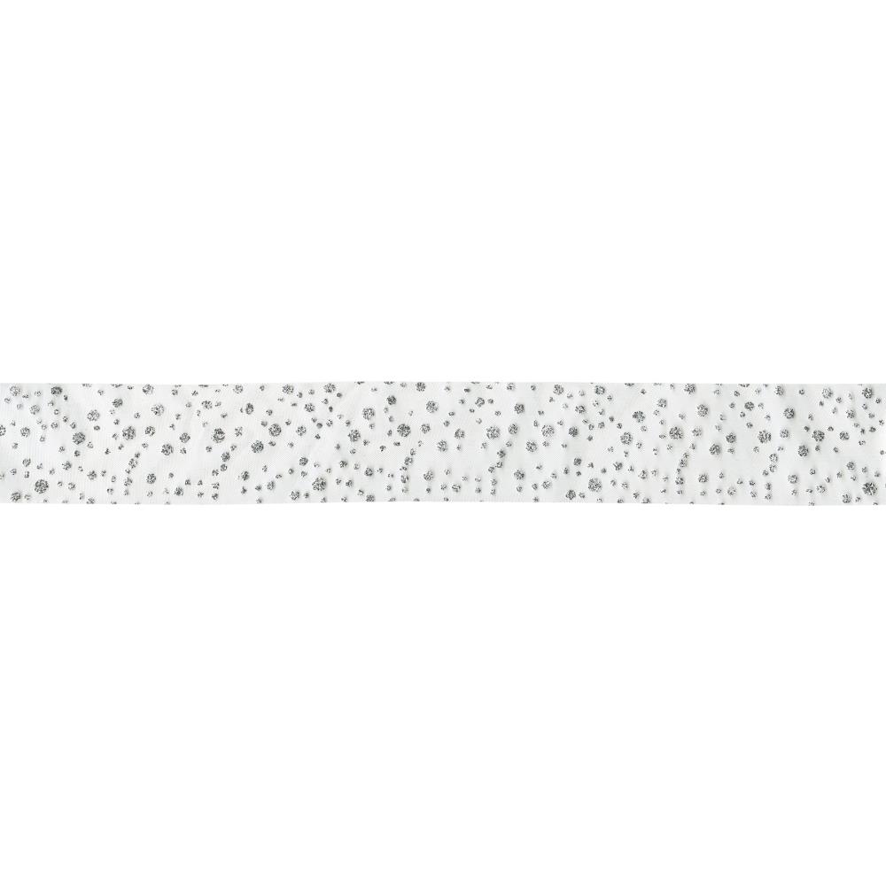 Лента May Arts Silver W/Silver Dots, Ширина 3,8 см, 1 ярд