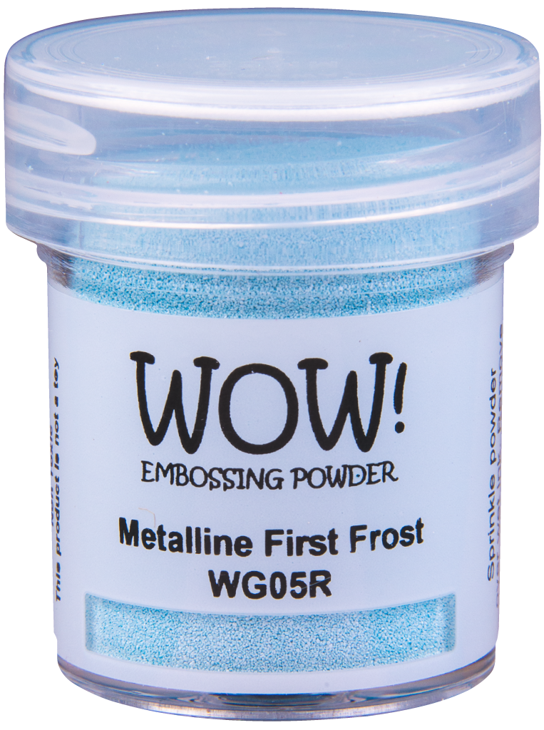 Пигментированная непрозрачная глянцевая пудра для эмбоссинга "First Frost Metalline - Regular" от WOW!, первые заморозки (голубой), размер обычный