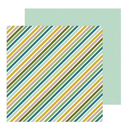 Лист двусторонней бумаги Jungle Strips - Boy, Коллекция Peek-A-Boo You, от Pebbles, 30,5х30,5