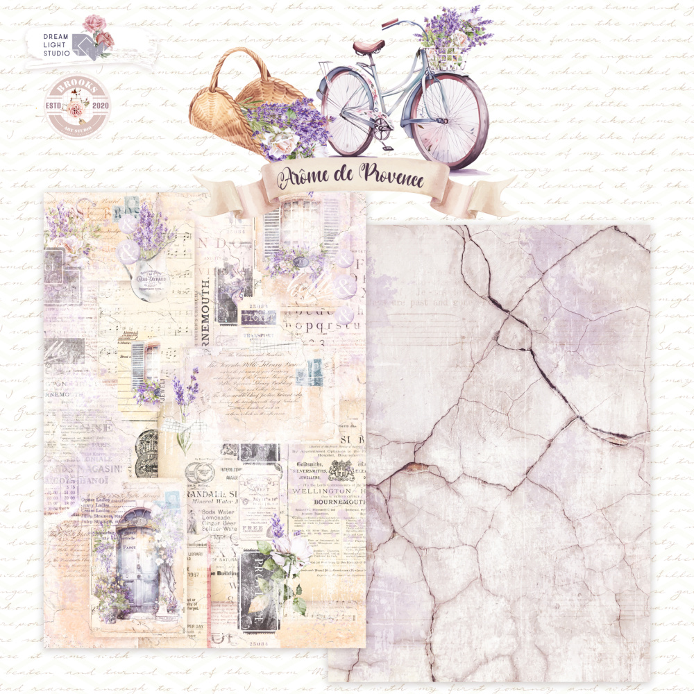 Лист двусторонней бумаги DB0022-03 из коллекции Arоme de Provence, A4, пл. 190 г/м, от DreamLight Studio