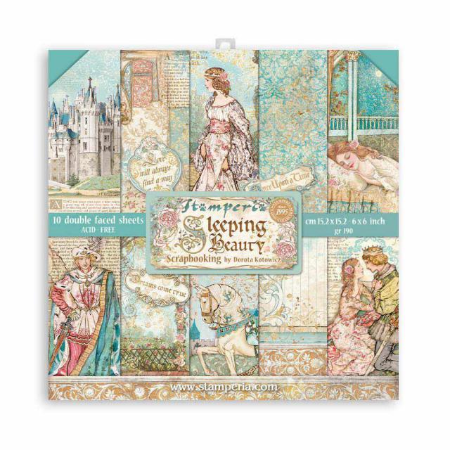 Набор двусторонней бумаги "Sleeping Beauty" от Stamperia, 10 листов 15,2x15,2