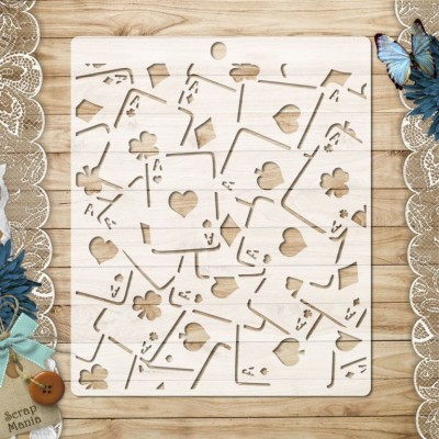 Трафарет Алиса в сказке. Колода карт, от CraftStory и ScrapMania