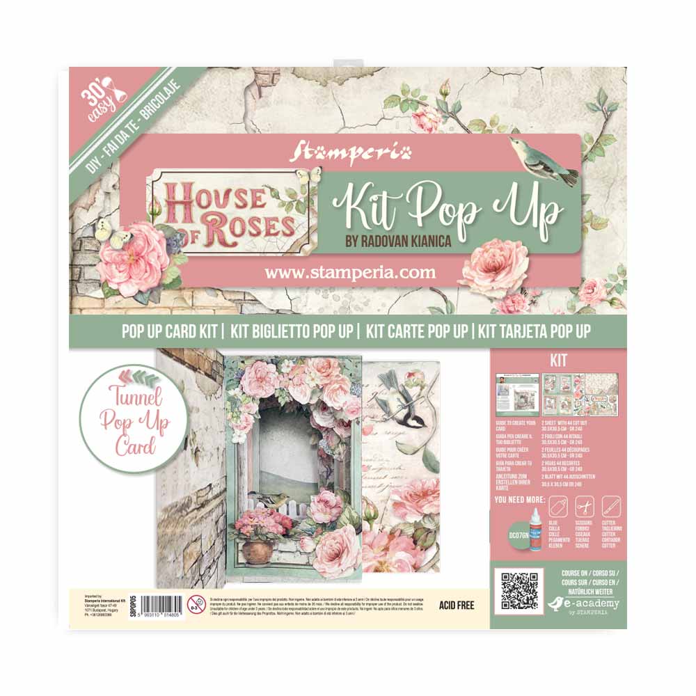 Кит набор для изготовления Поп Ап открытки "Pop Up House of Roses" от Stamperia