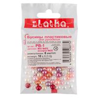 Микс пластиковых бусин 6 мм "Zlatka" PB-1_05, ягодно-розовая смесь, 10 г