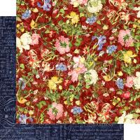 Лист двусторонней бумаги "Scarlet Serenity" из коллекции "Floral Shoppe" от Graphic 45, 30х30 см