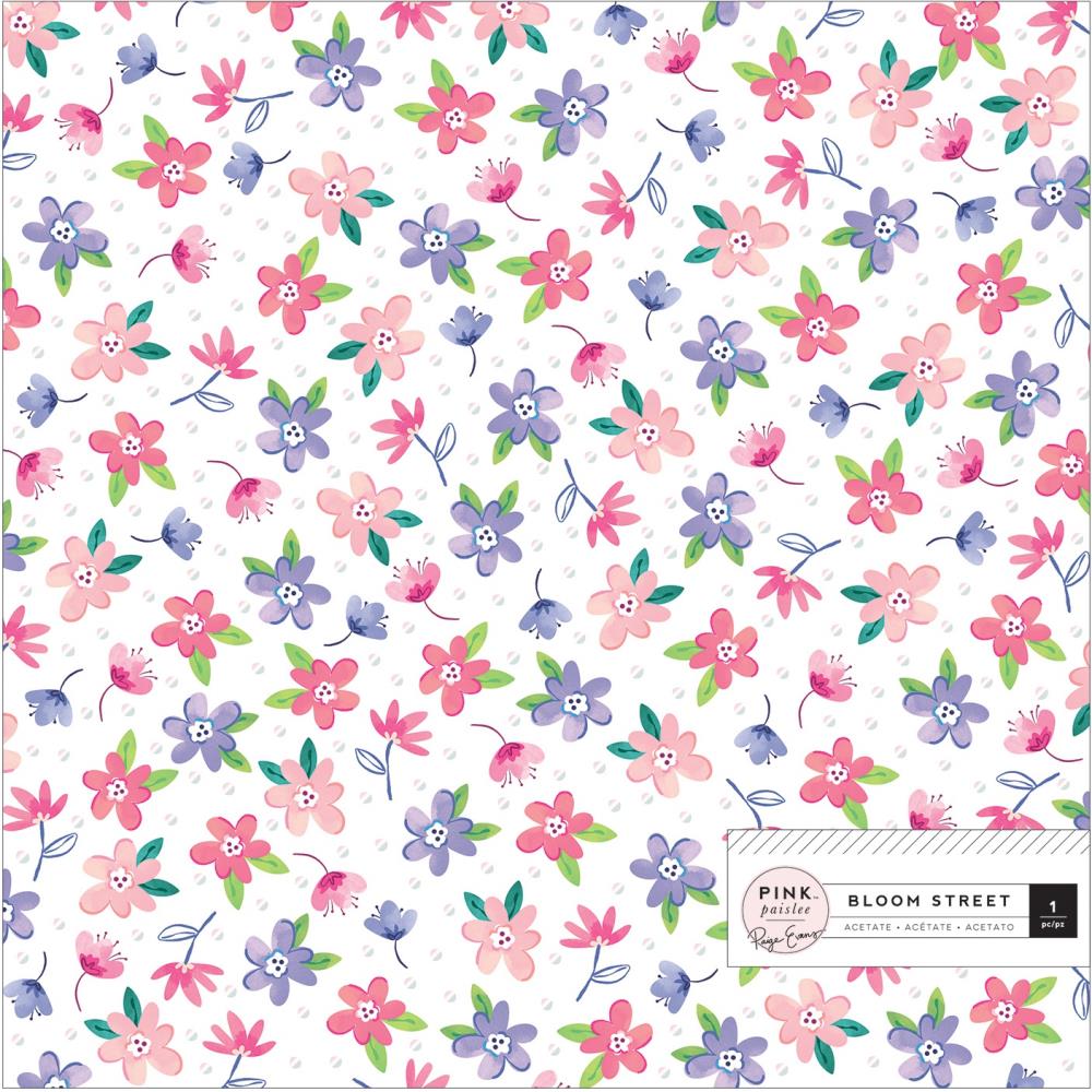 Лист ацетата с фольгированием Paige Evans Bloom Street - Pink Paislee, 30,5х30,5 см