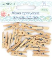 Мини-прищепки декоративные Рукоделие  MPD-16 18шт Цвет: натуральное дерево