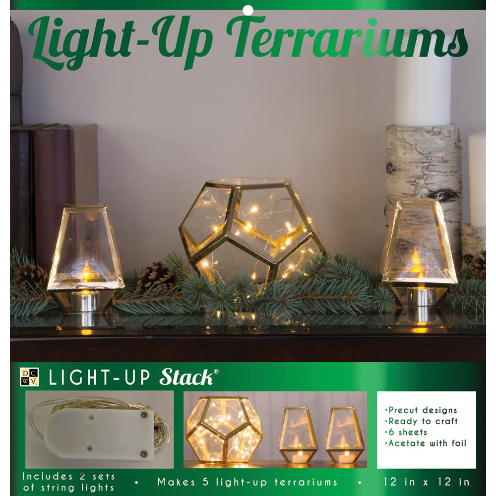 Набор для создания светильников из пластика (ацетатных листов)  5 Holiday Terrariums DCWV DIY Light Up Project Stack