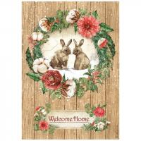 Рисовая бумага WELCOME HOME BUNNIES к коллекции ROMANTIC HOME А4 от Stamperia, DFSA4705